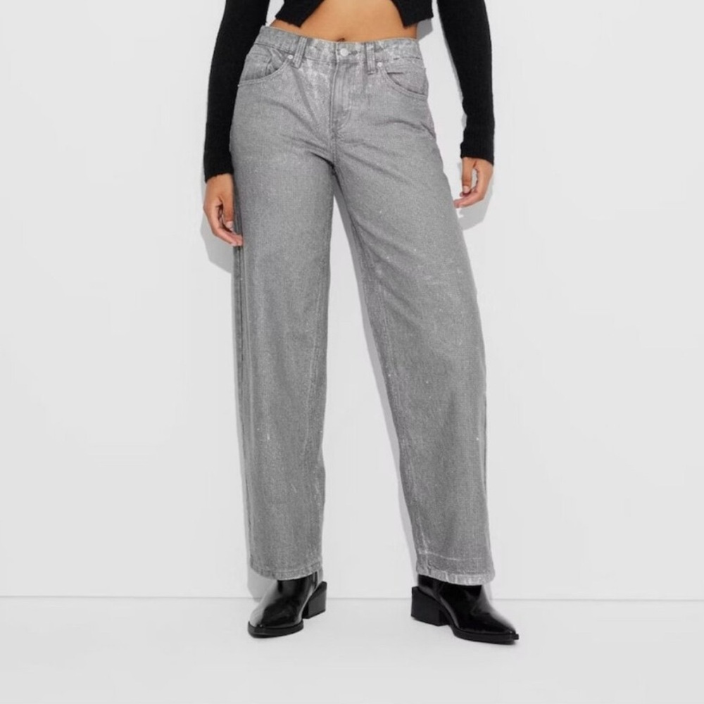 Wild Fable Women's Gray Wide Leg Jeans